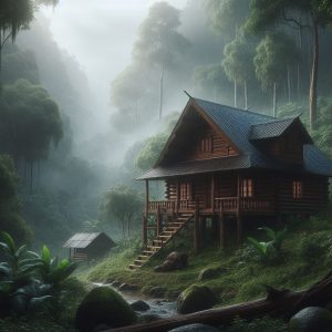 Log House in Jungle